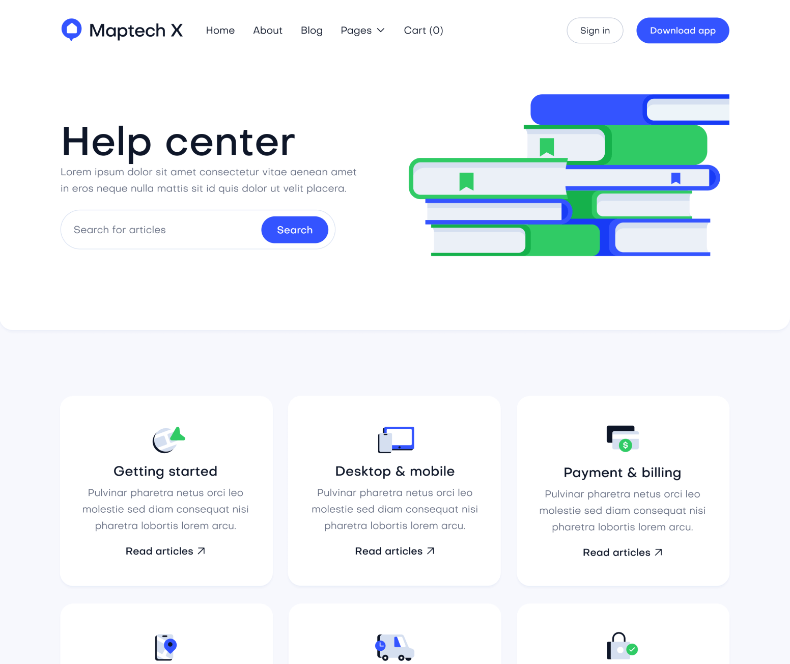 Maptech X - Help Center Main Page - Delivery Webflow Template