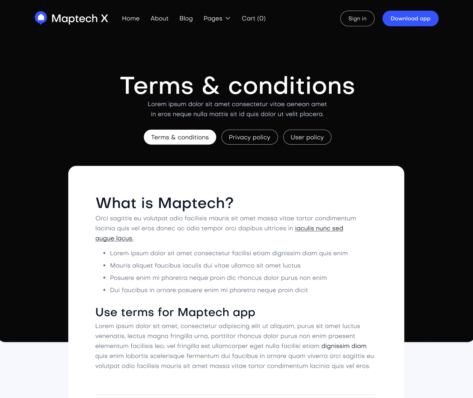 Maptech X - Terms And Conditions Main Page - Delivery Webflow Template