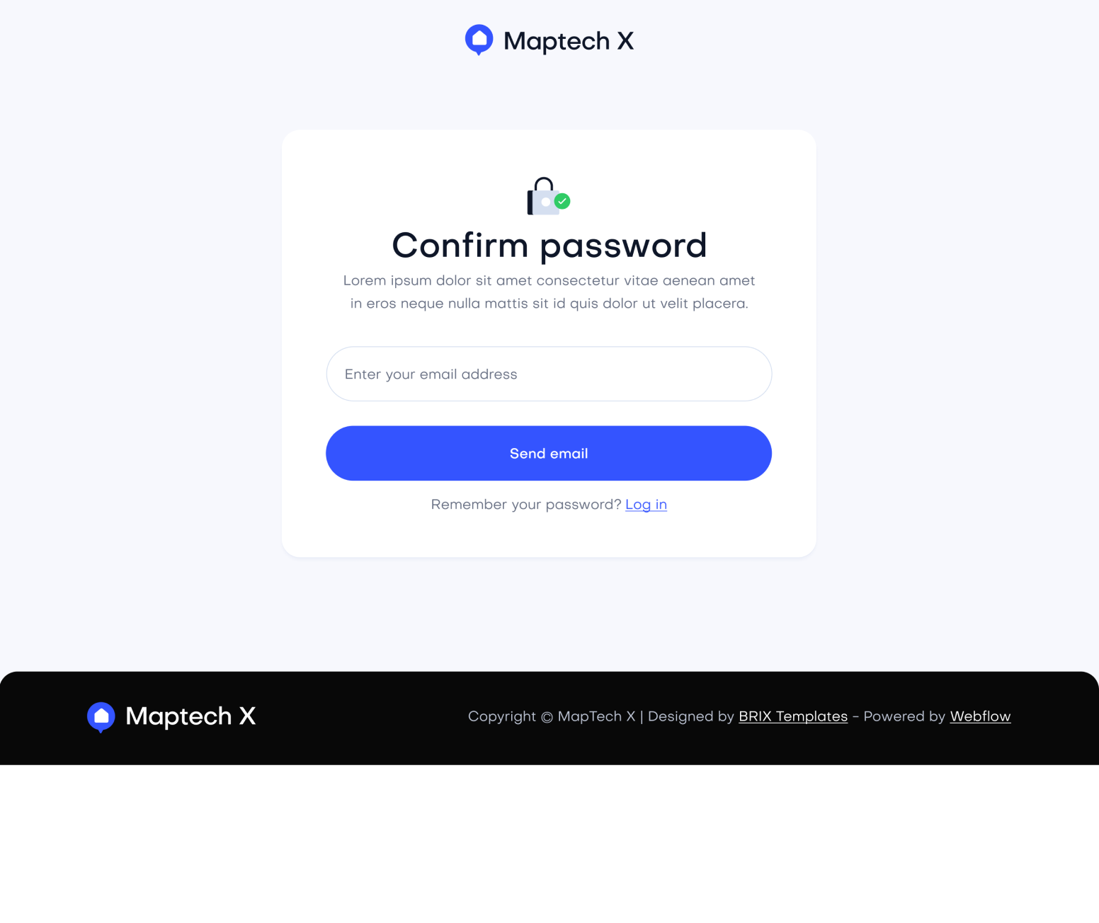 Maptech X - Confirm Password Utility Page - Delivery Webflow Template