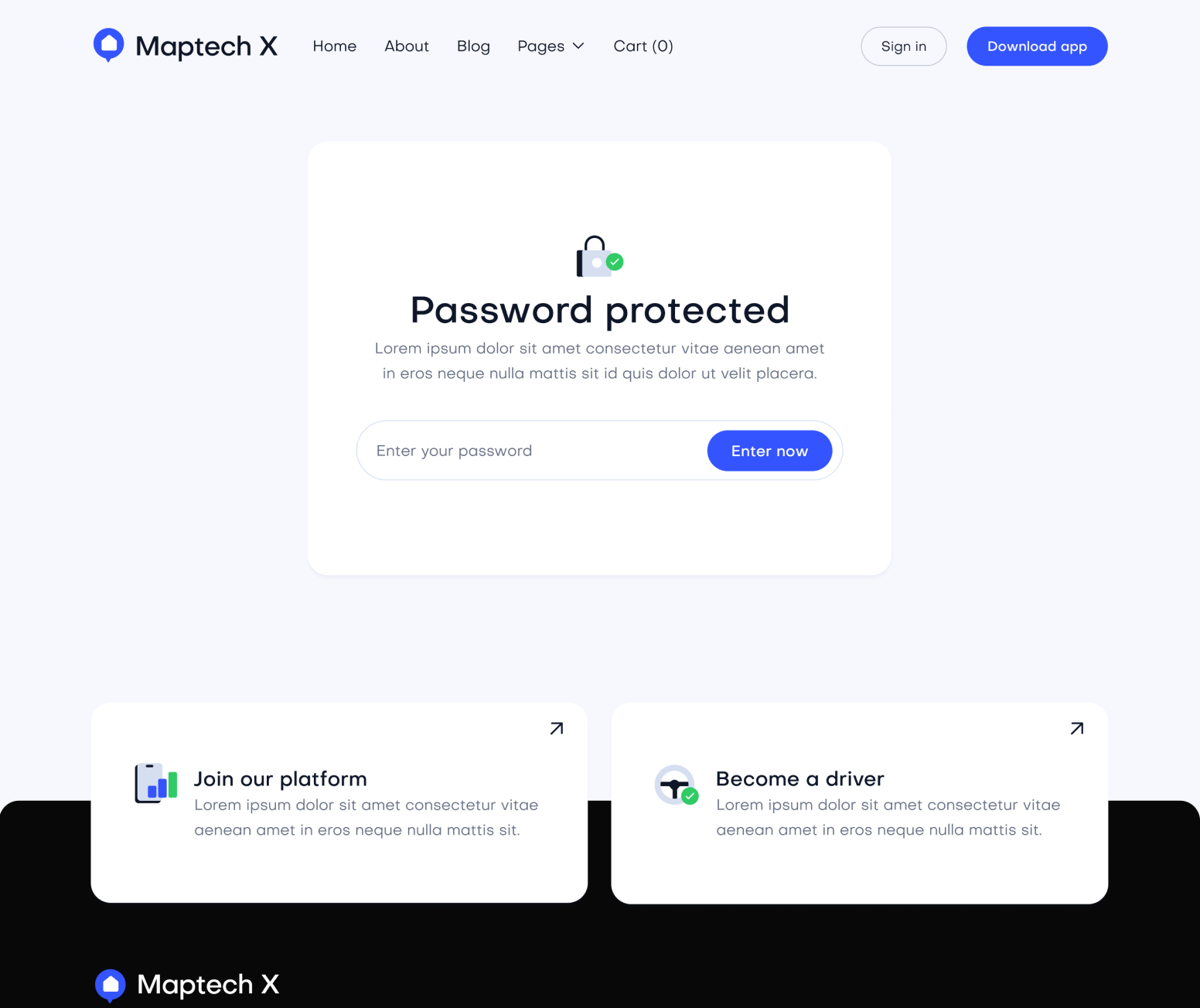 Maptech X - Password Protected Utility Page - Delivery Webflow Template