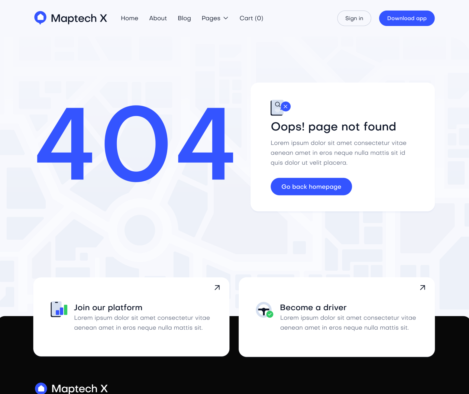 Maptech X - 404 Not Found Utility Page - Delivery Webflow Template