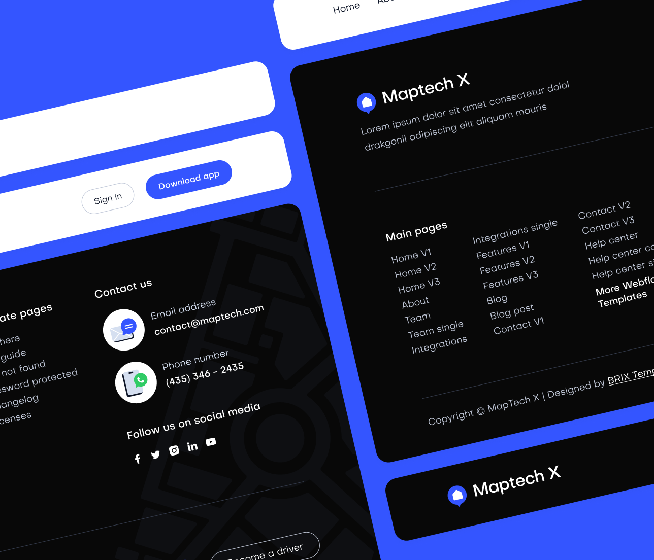 Maptech X - 3 Headers And Footers - Delivery Webflow Template