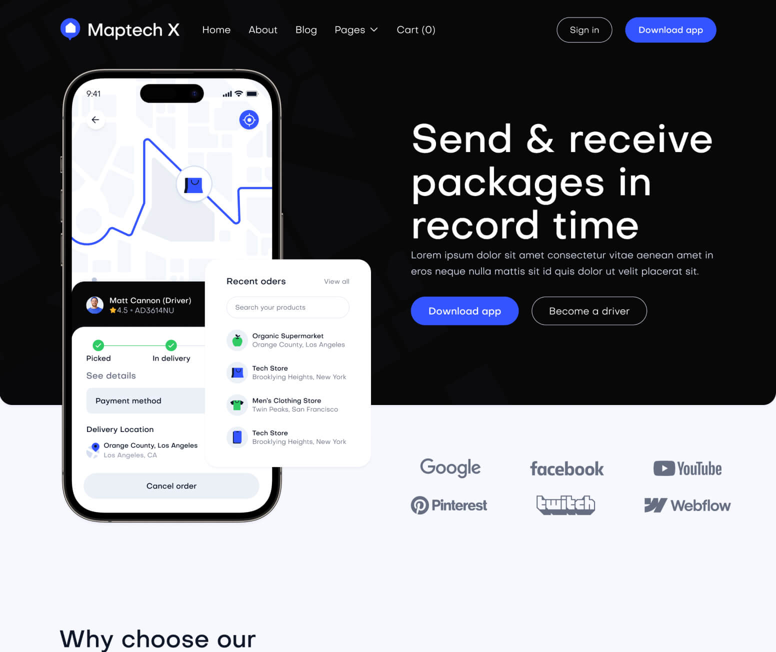 Maptech X - Home V3 Main Page - Delivery Webflow Template
