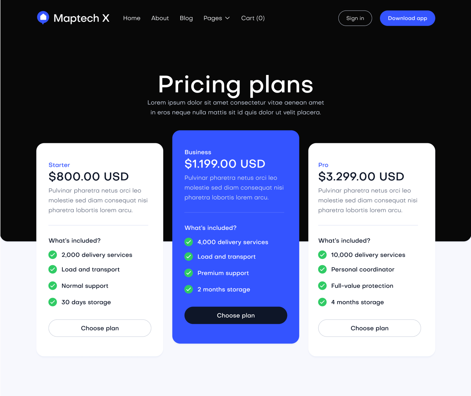 Maptech X - Pricing Main Page - Delivery Webflow Template