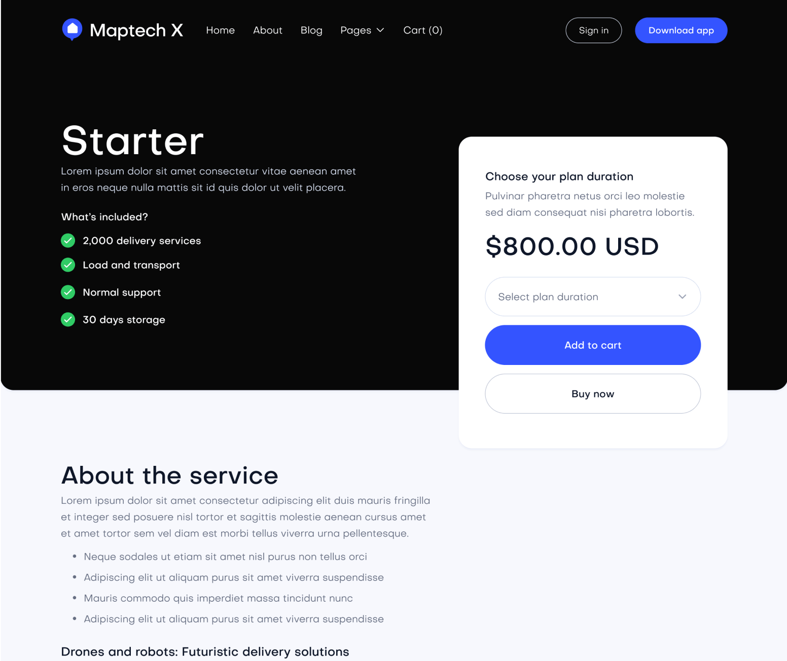 Maptech X - Pricing Single Main Page - Delivery Webflow Template