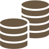 Two stacks of coins icon representing money or currency.