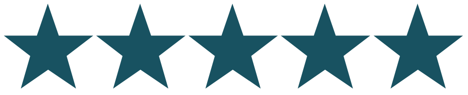 Five dark blue stars in a horizontal row.