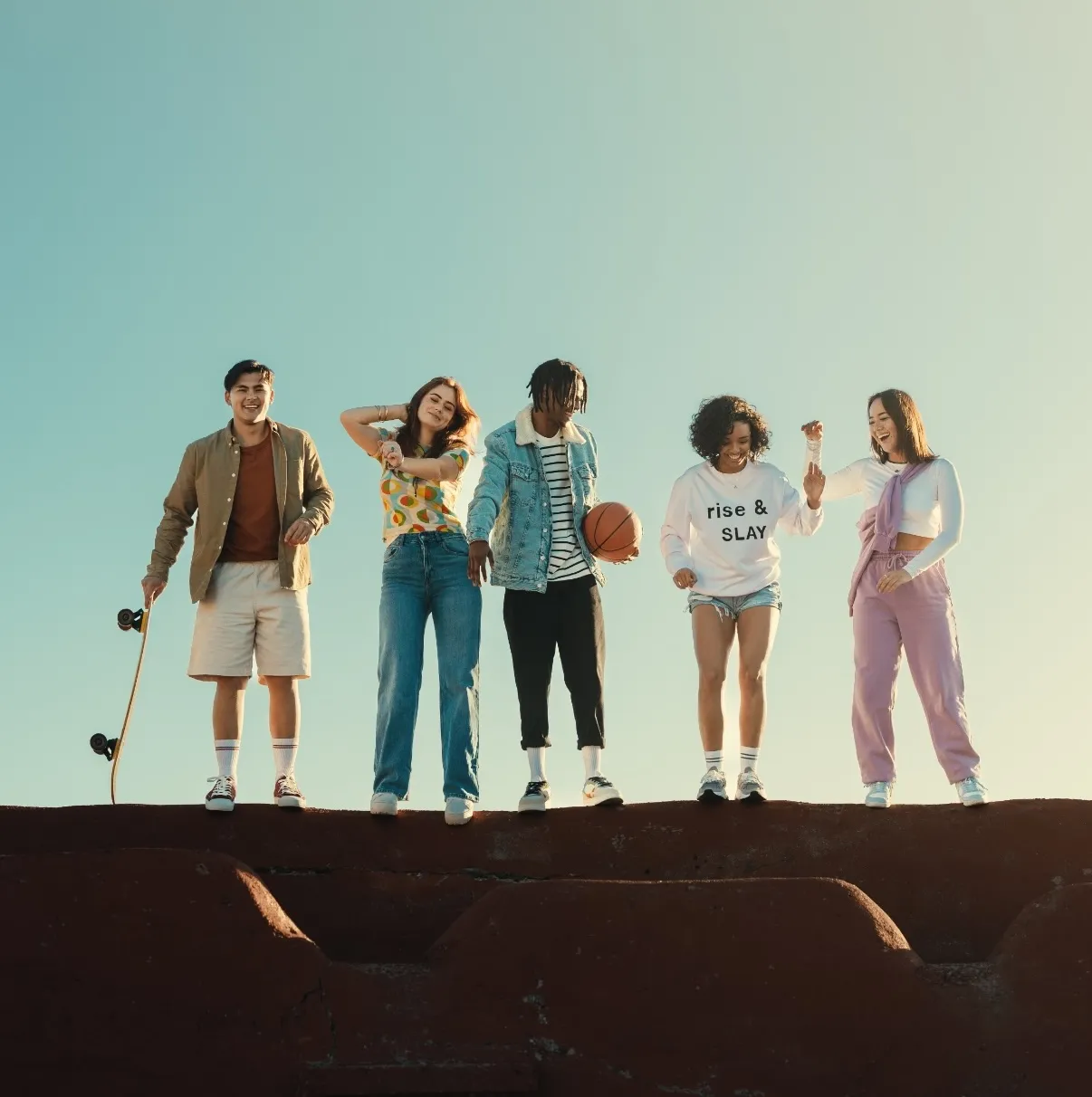 students posing for picture stock image