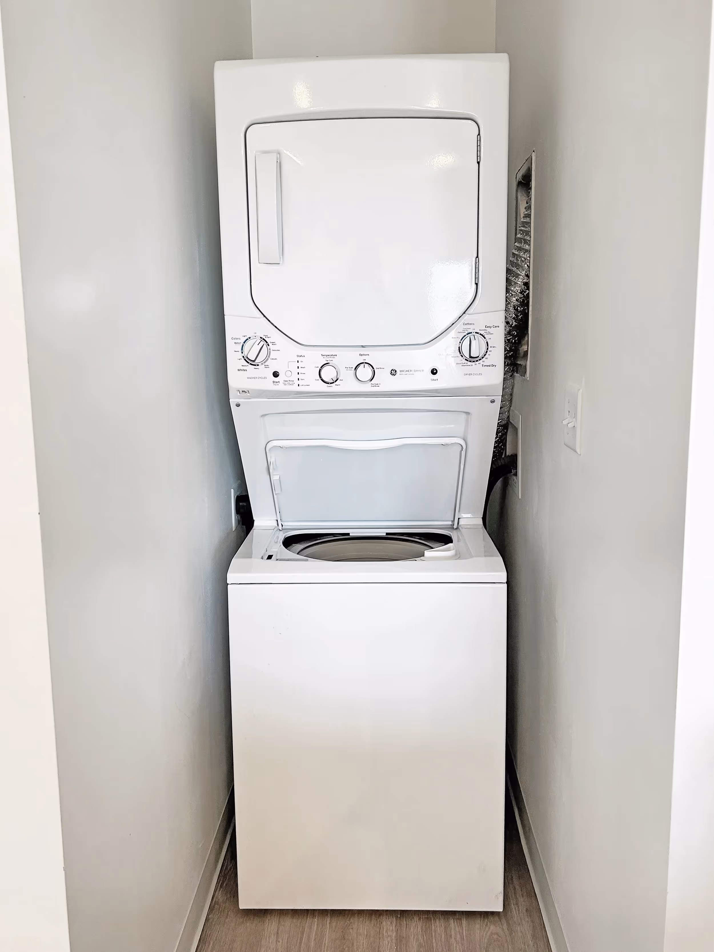 Stacked washer and dryer