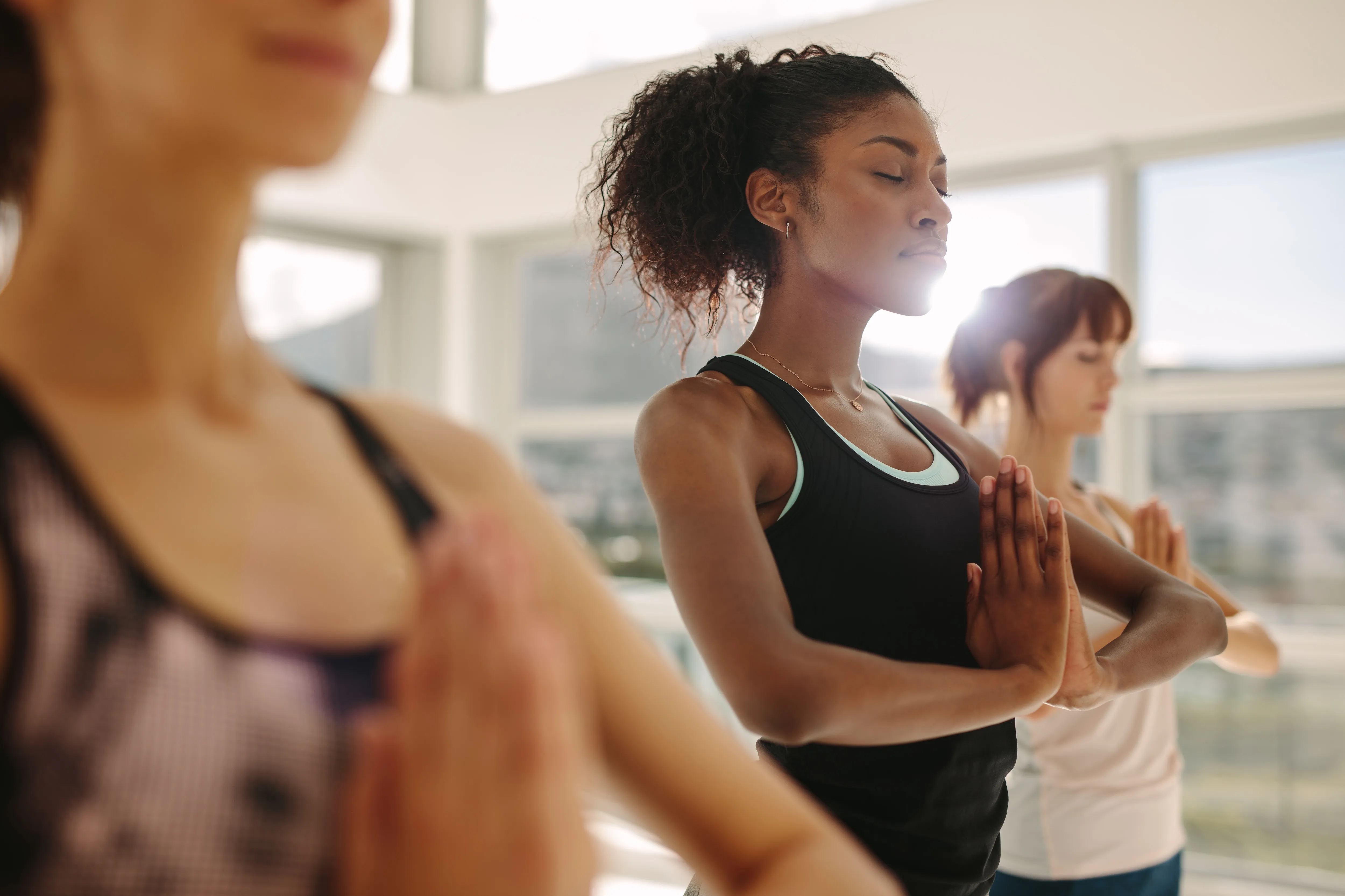 Woman doing yoga stock image