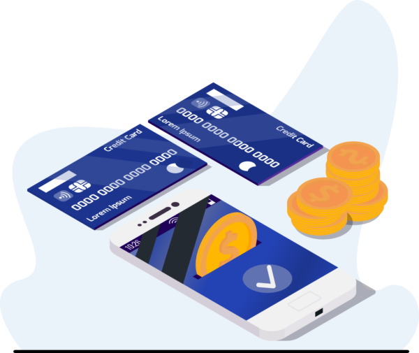 Illustration: credit cards and gold coins