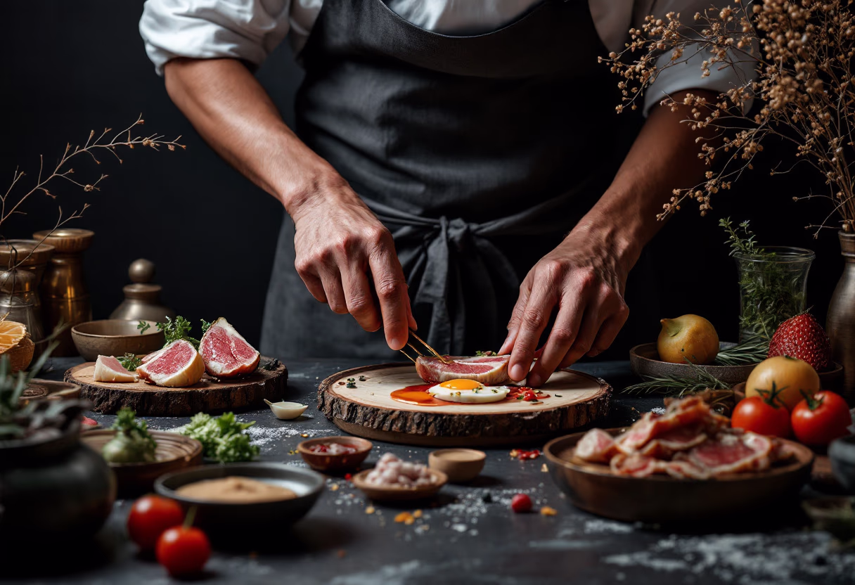 image of chef preparing dishes (for a chinese restaurant)