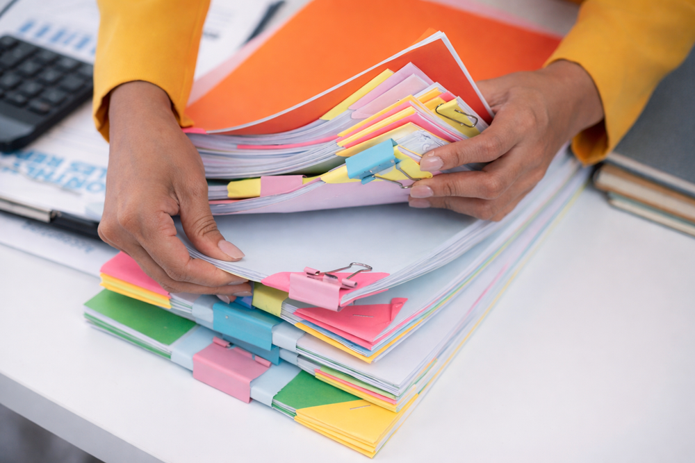 Export compliance documents organized and reviewed to support international trade requirements