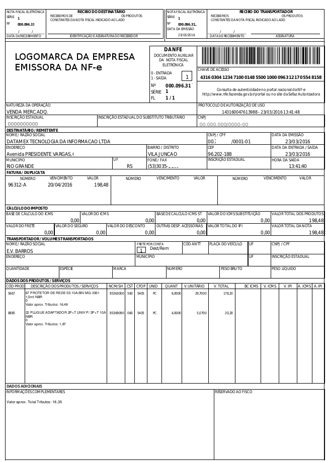 Identidade visual do DANFe