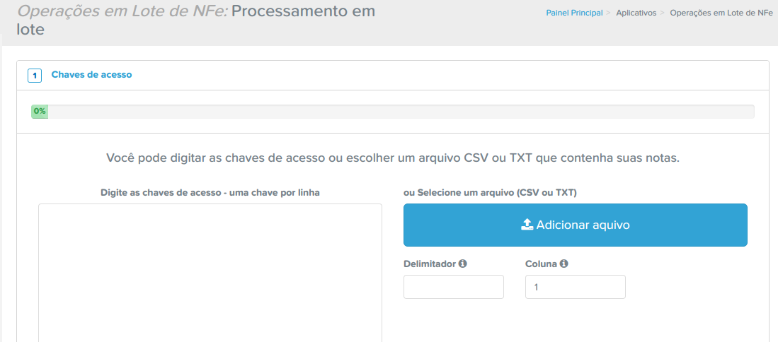 O app operações em Lote permite fazer operações em lotes com as notas fiscais