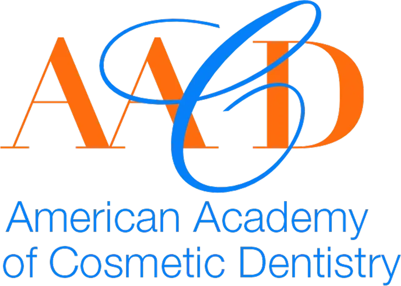 Logo of the American Academy of Cosmetic Dentistry with orange and blue stylized letters A, A, D.