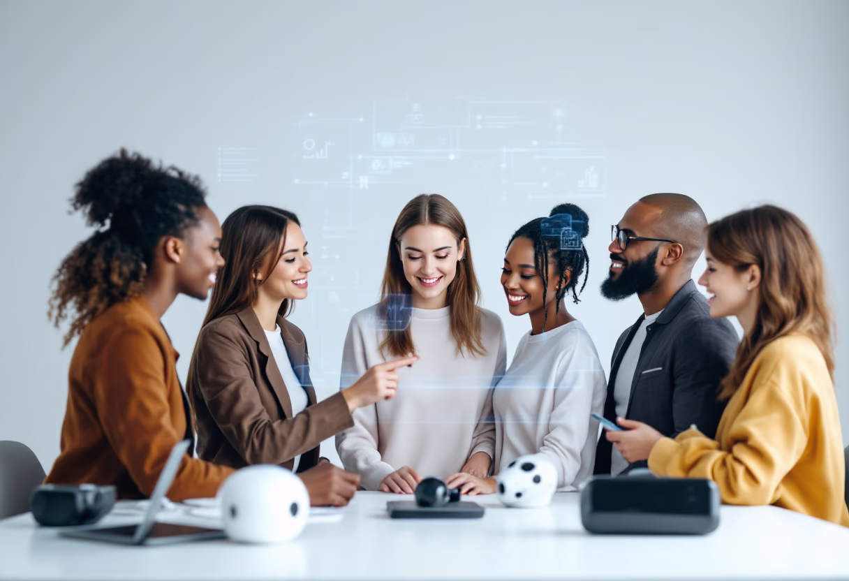 image of diverse team collaborating on ai