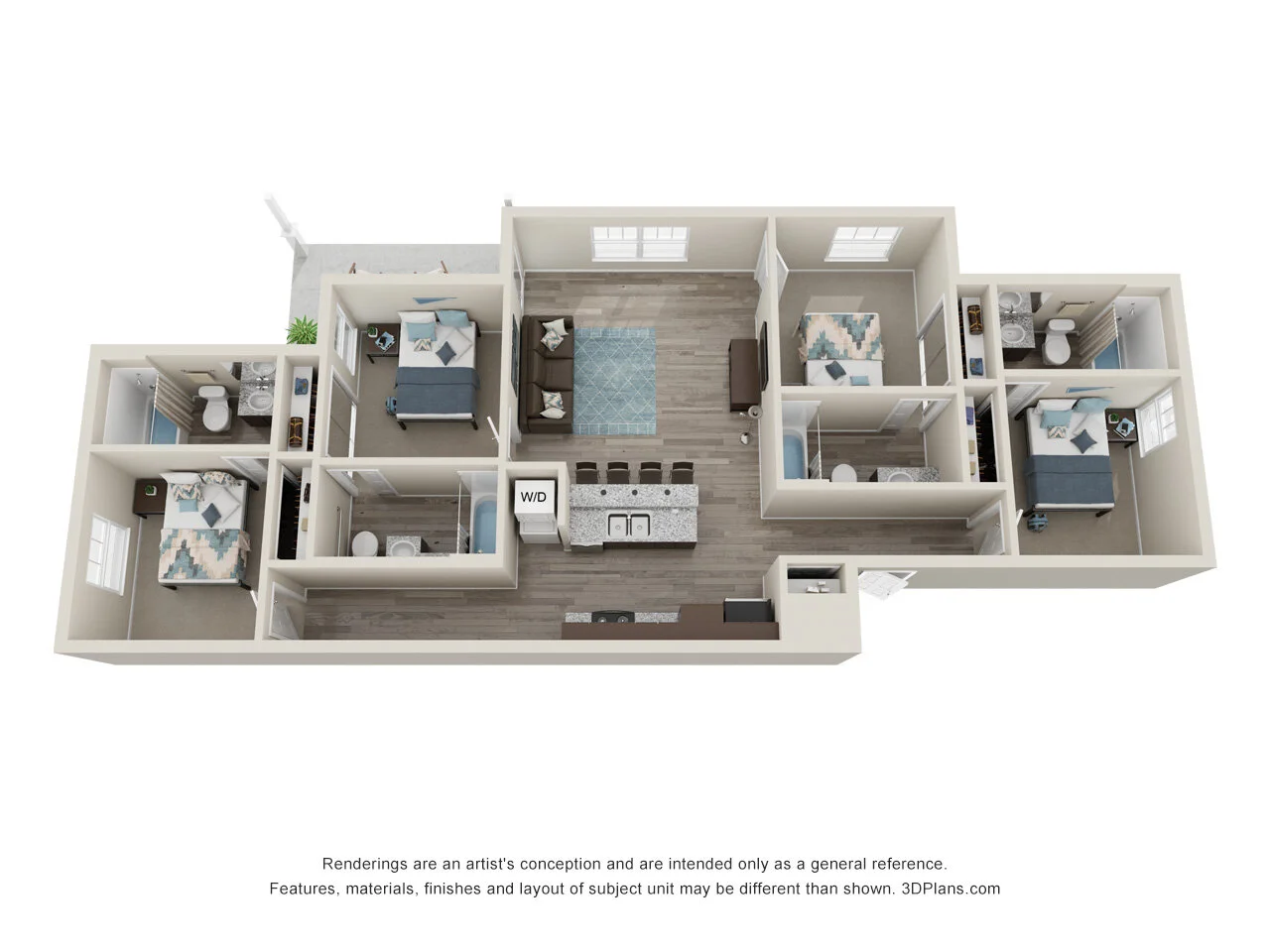 4 bed 4 bath garden floor plan layout