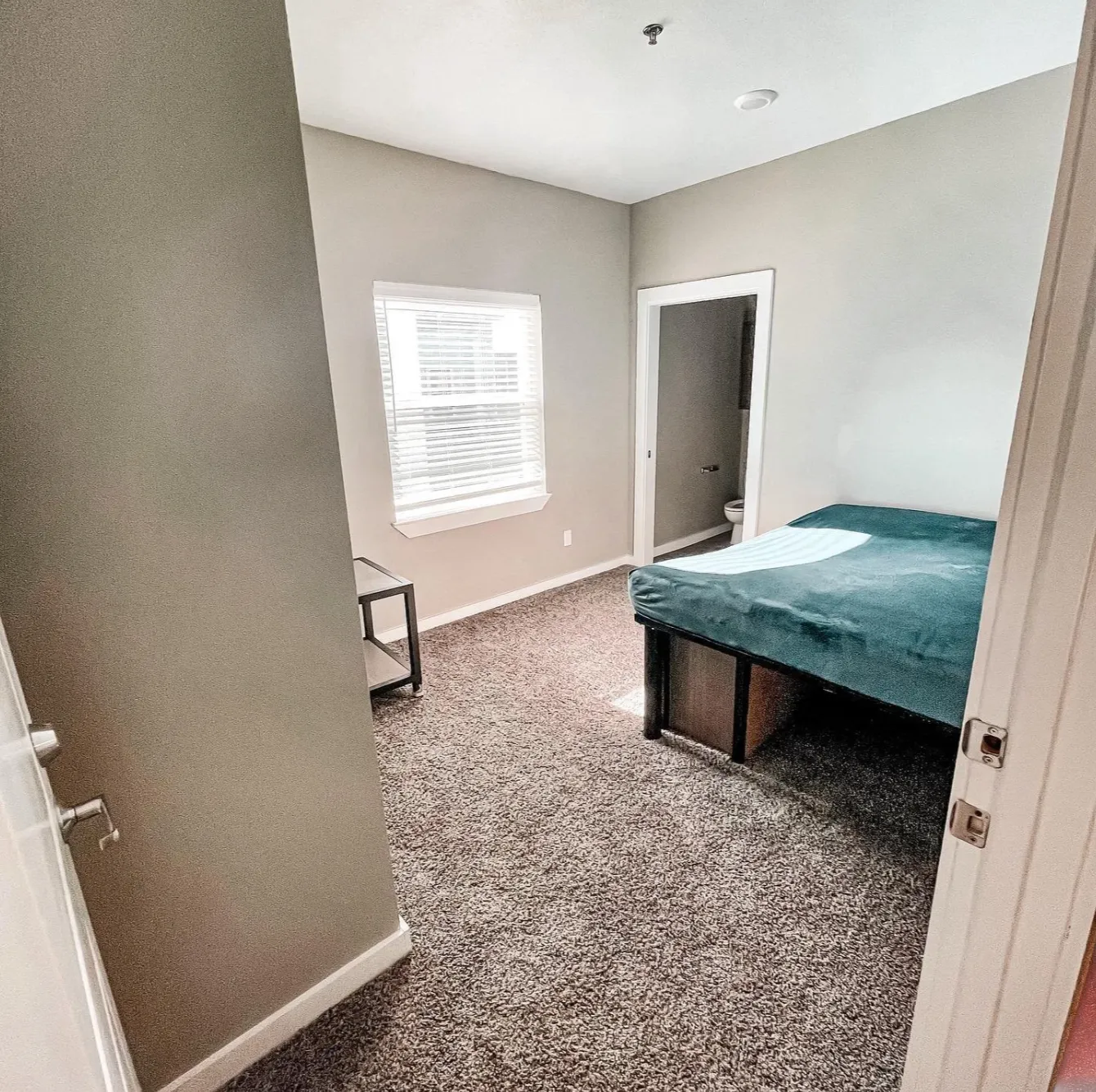 Bedroom with bed with memory foam mattress