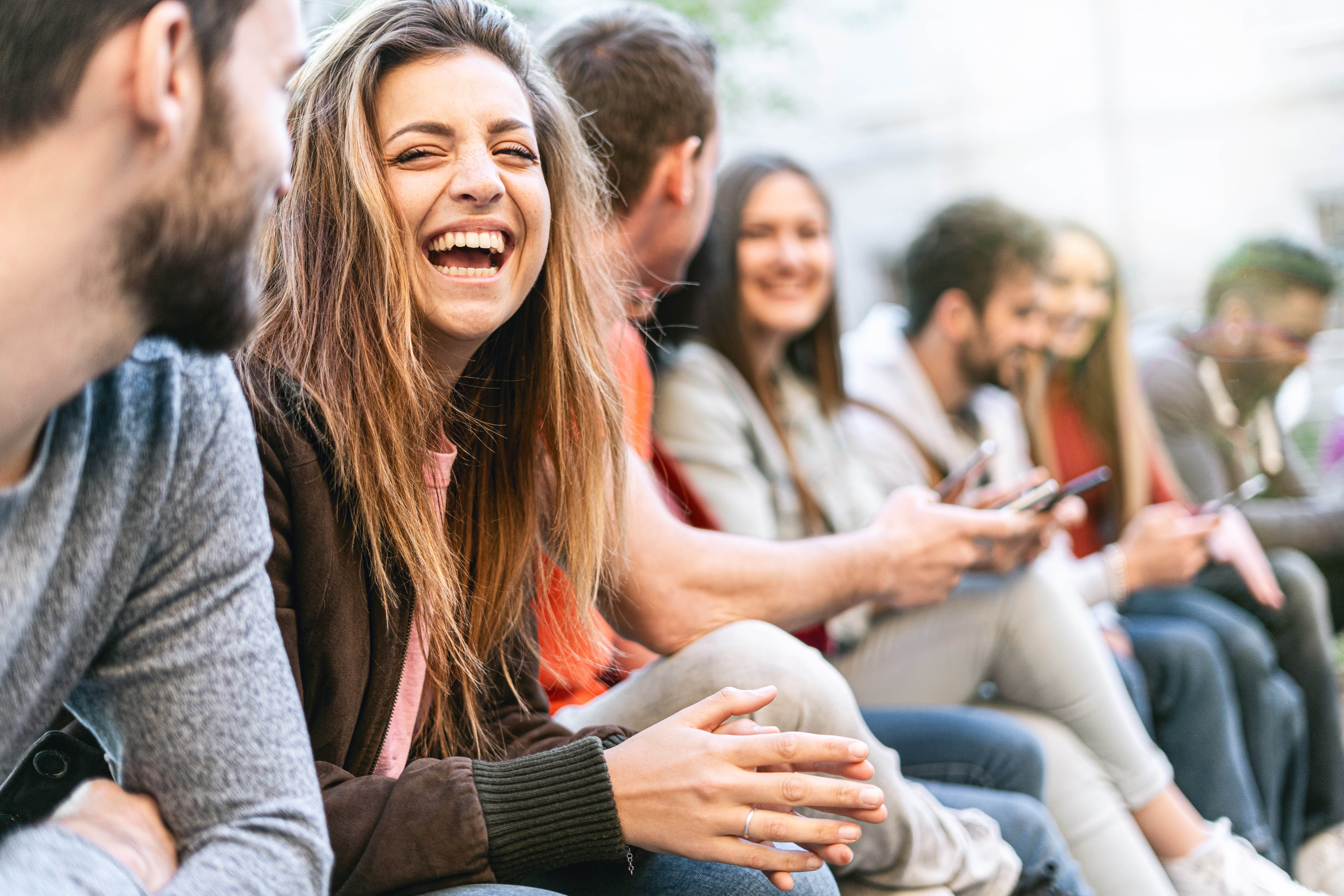 Students chatting stock image