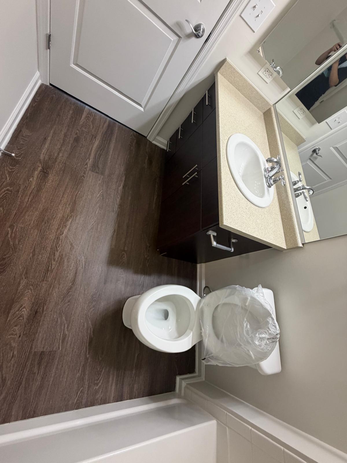 Clean bathroom after a completed job