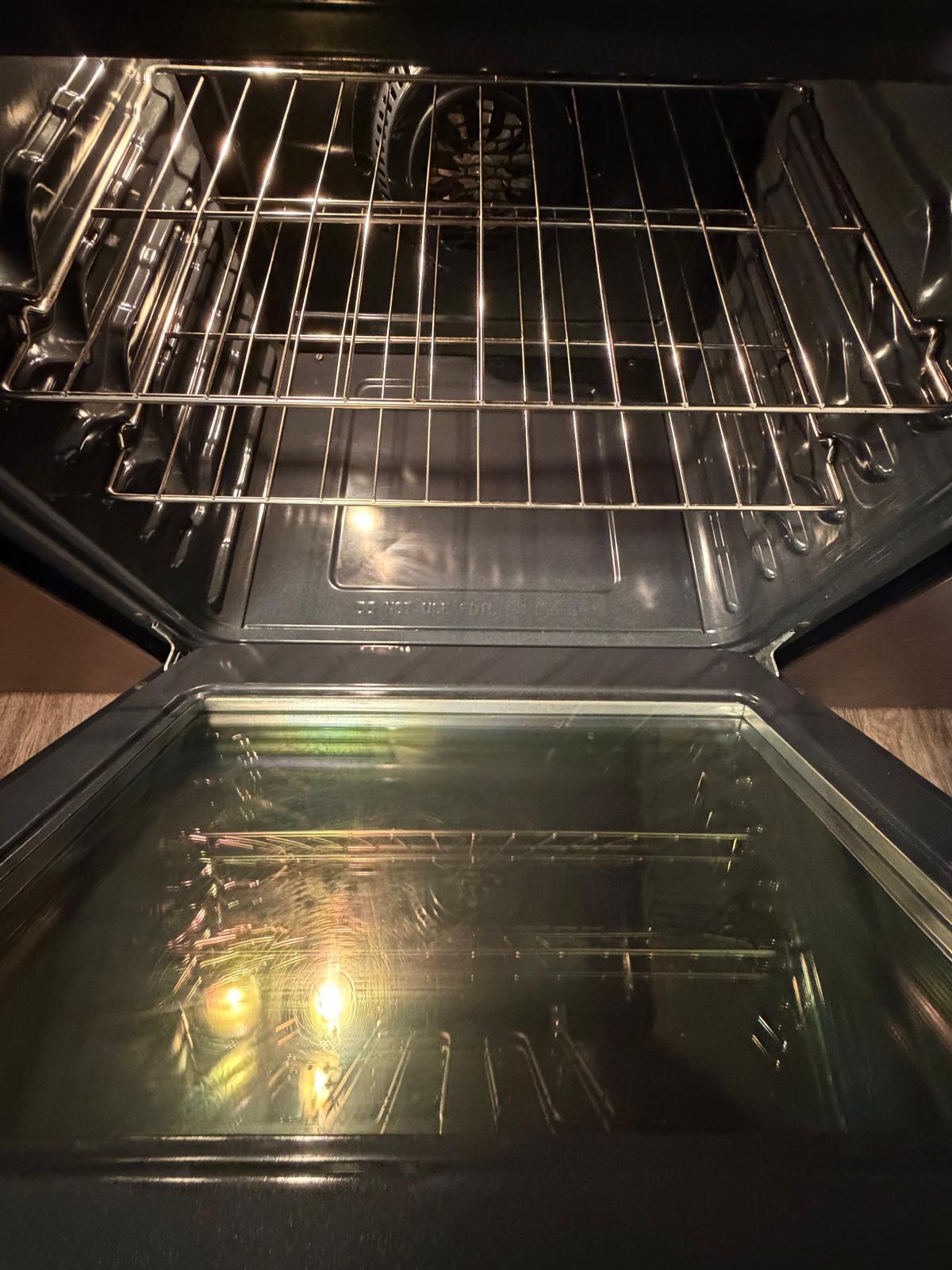 Spotless oven interior after a deep cleaning