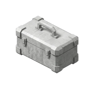 Gray toolbox with handle and latches on a white background.