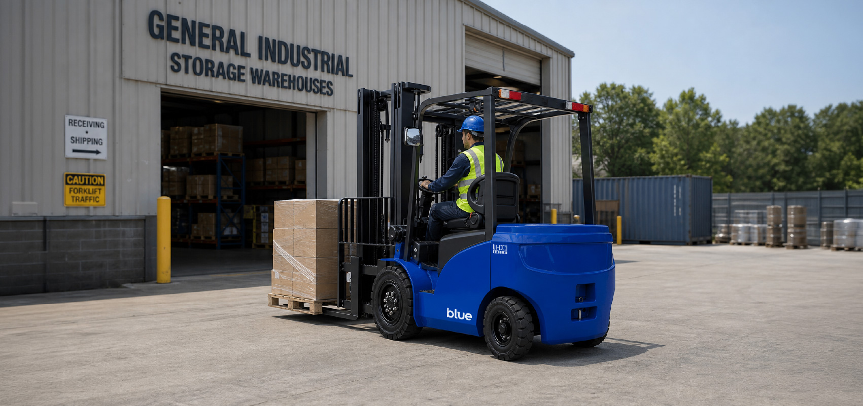 Blue forklift for warehouse operations in Australia