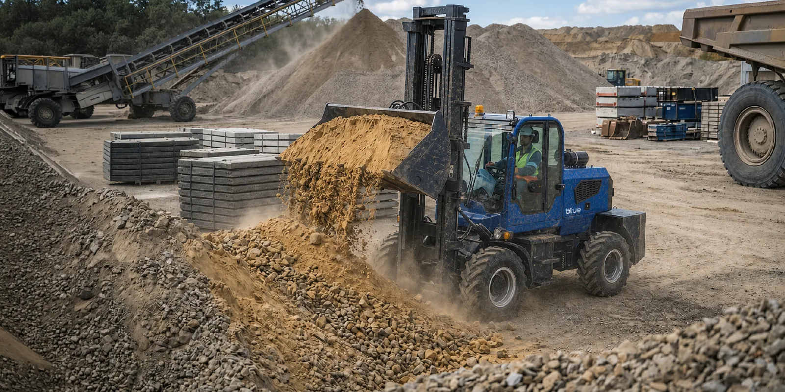 Blue forklift for warehouse material handling in Australia