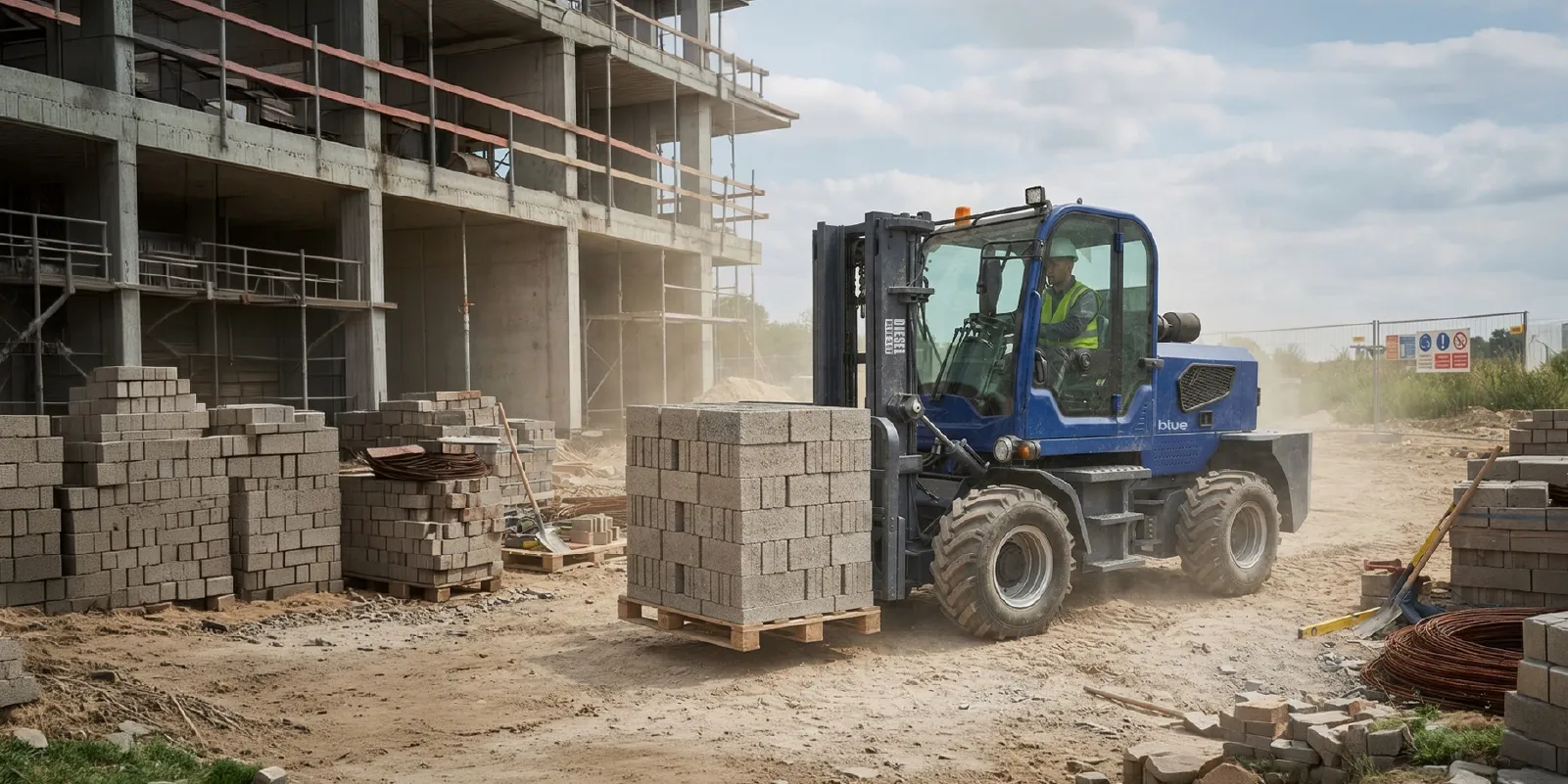 Blue forklift for warehouse operations in Australia