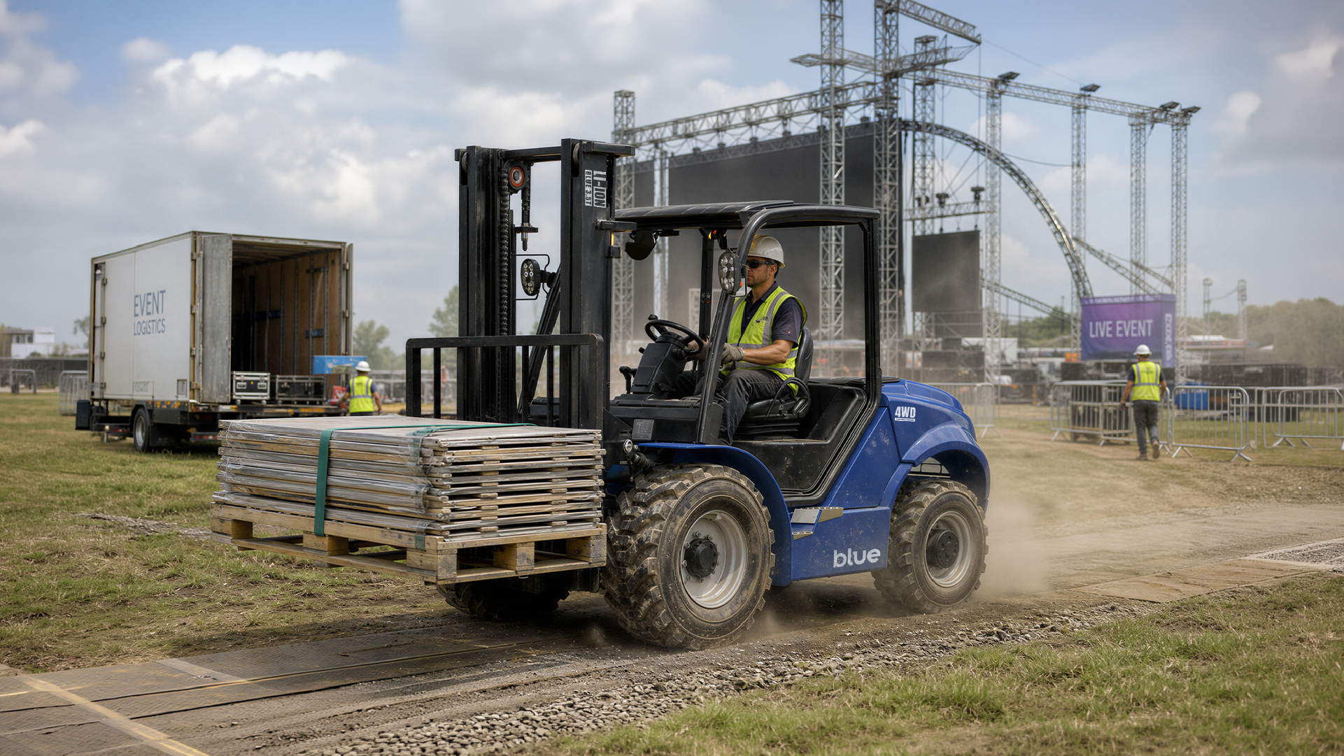 Blue forklift for warehouse material handling in Australia