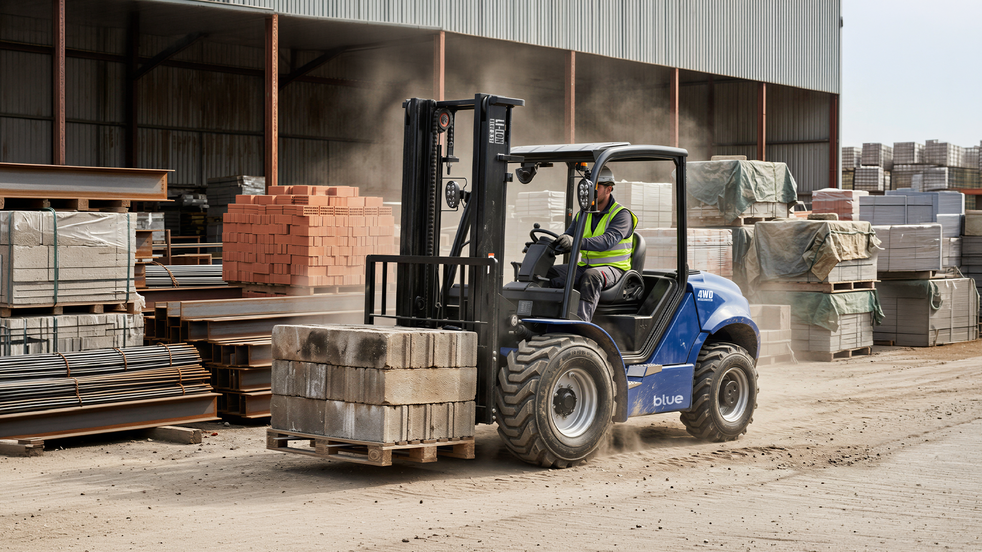 Blue scissor lift for warehouse access in Australia