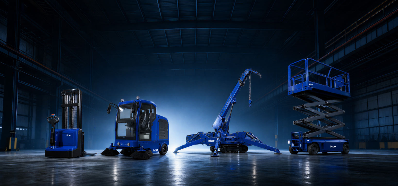 Blue electric forklift for warehouse use in Australia
