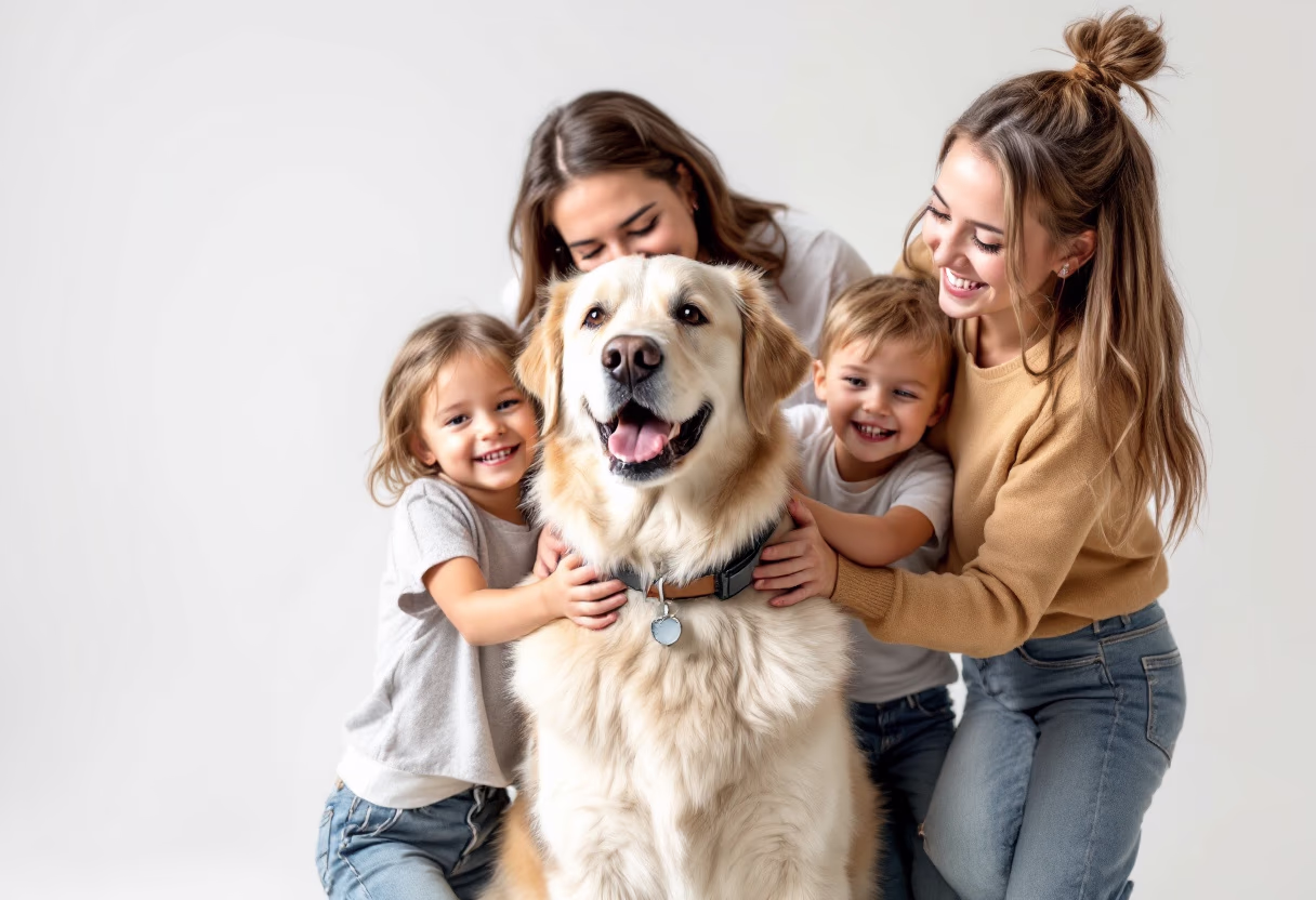 image of a family pet training session