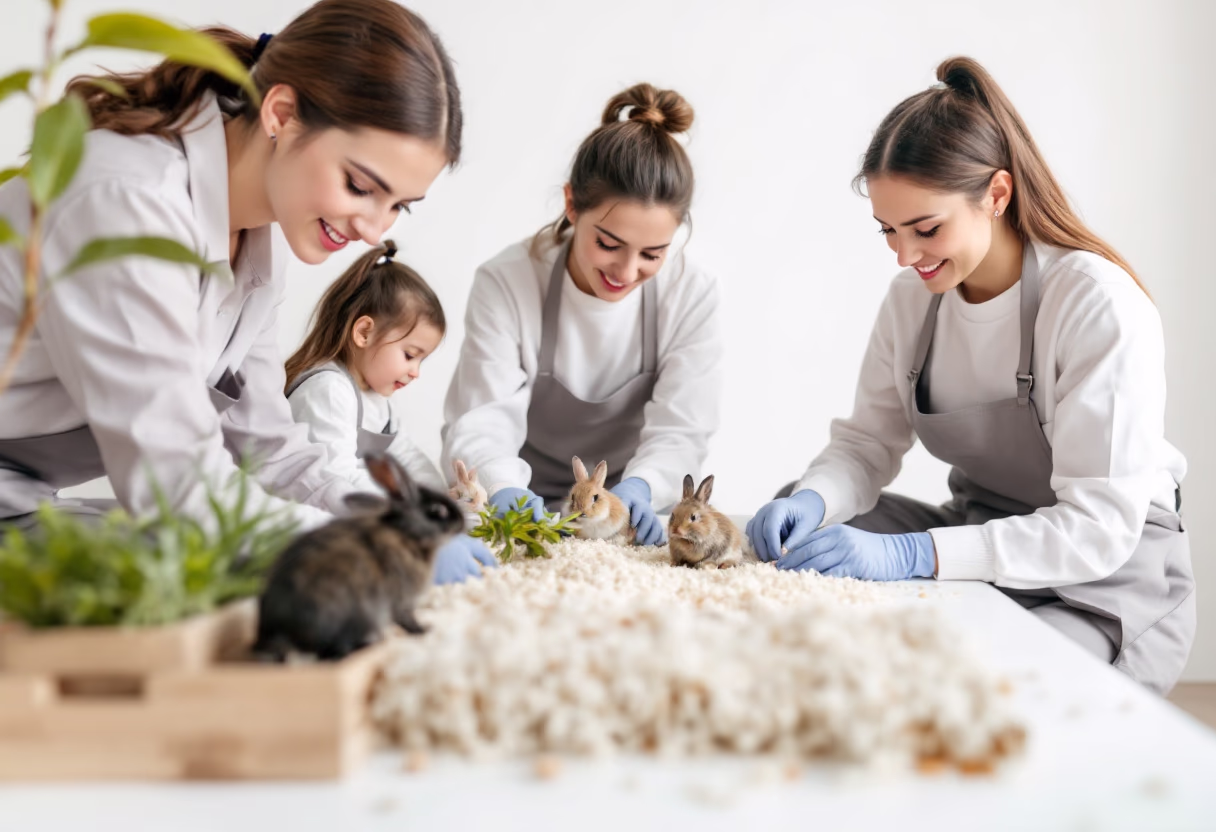 image of volunteers preparing a habitat for small animals