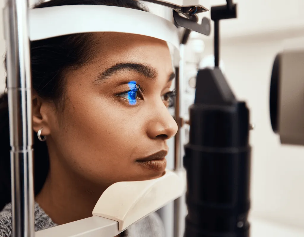 Patient receiving comprehensive slit lamp eye examination for accurate vision assessment