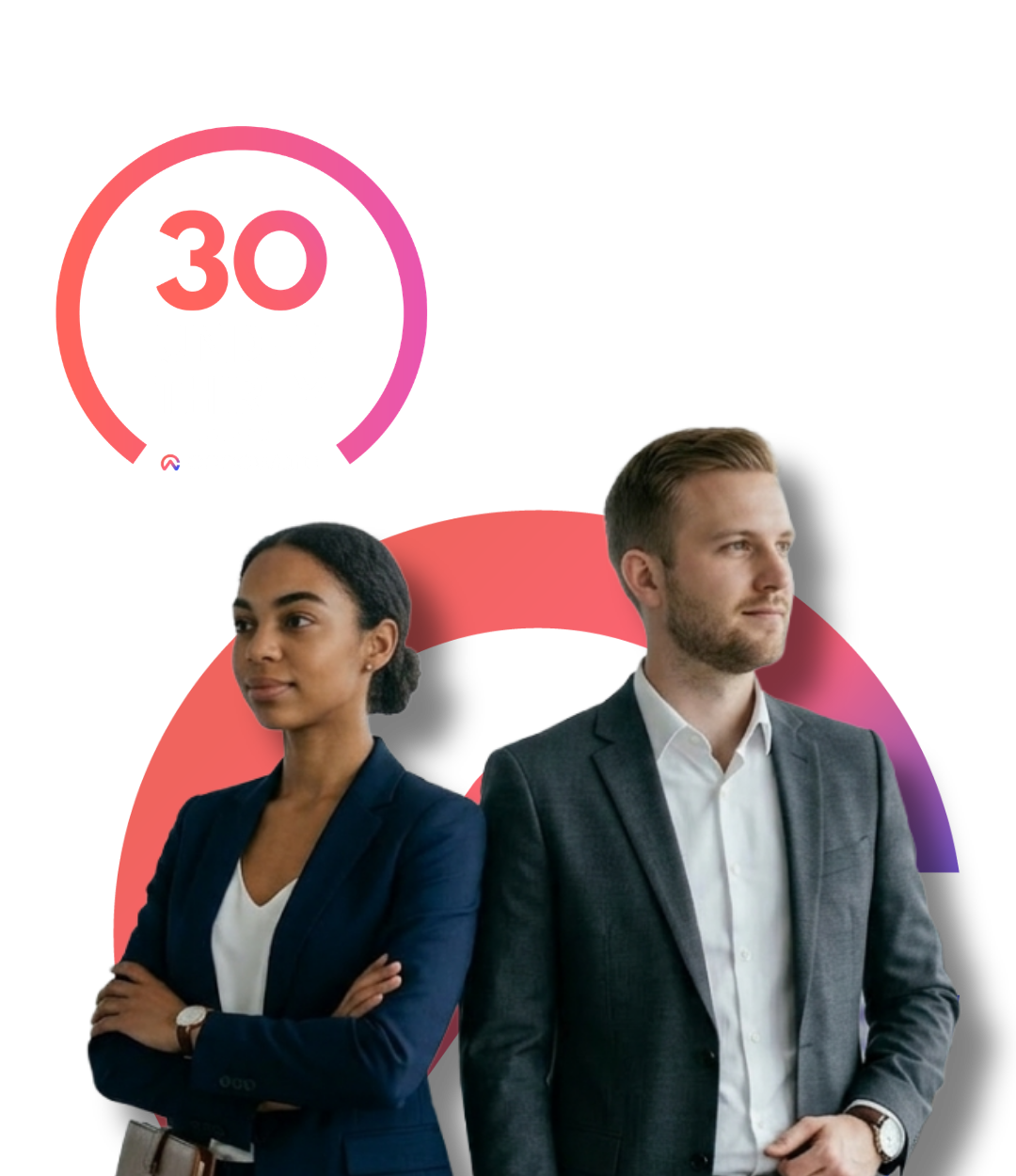 Three young professionals in an Asian city skyline with the 30 Under 30 branding embedded in the image