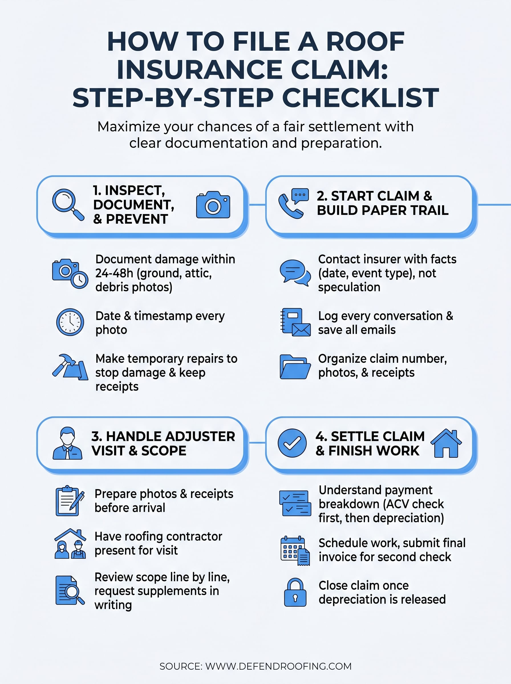 how to file a roof insurance claim infographic