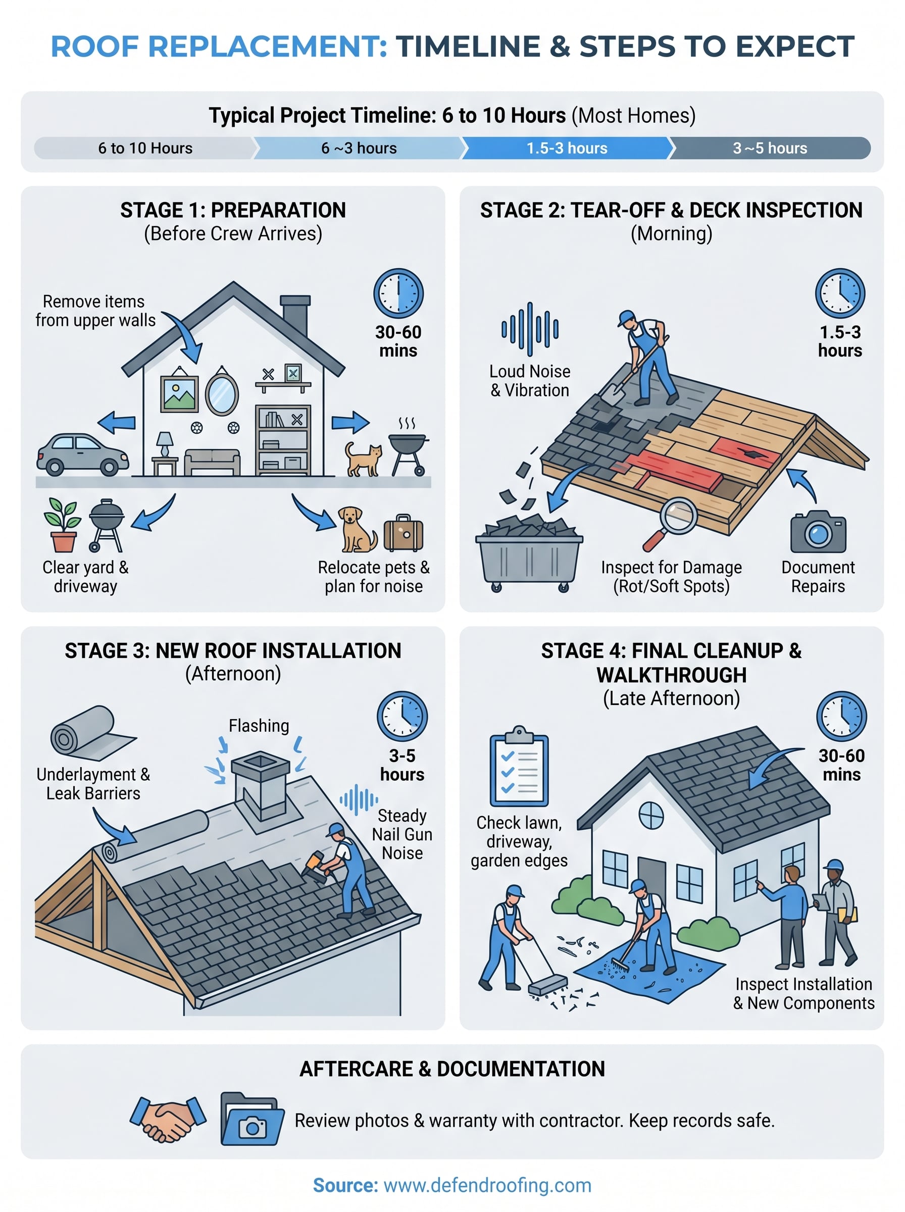 what to expect during roof replacement infographic