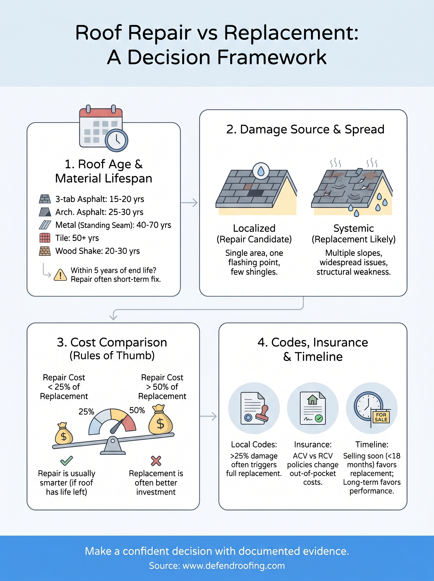 roof repair vs replacement infographic