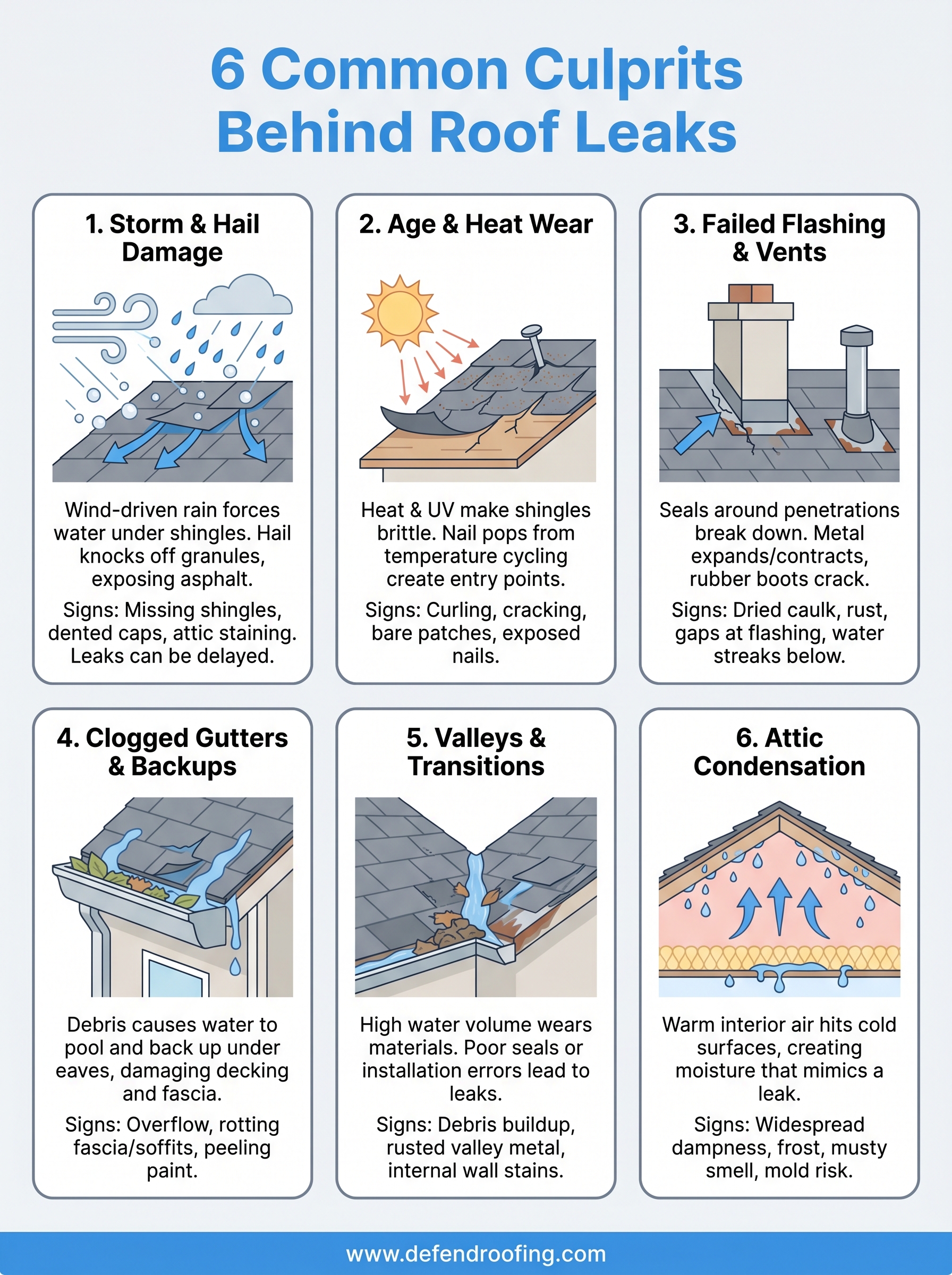 what causes roof leaks infographic