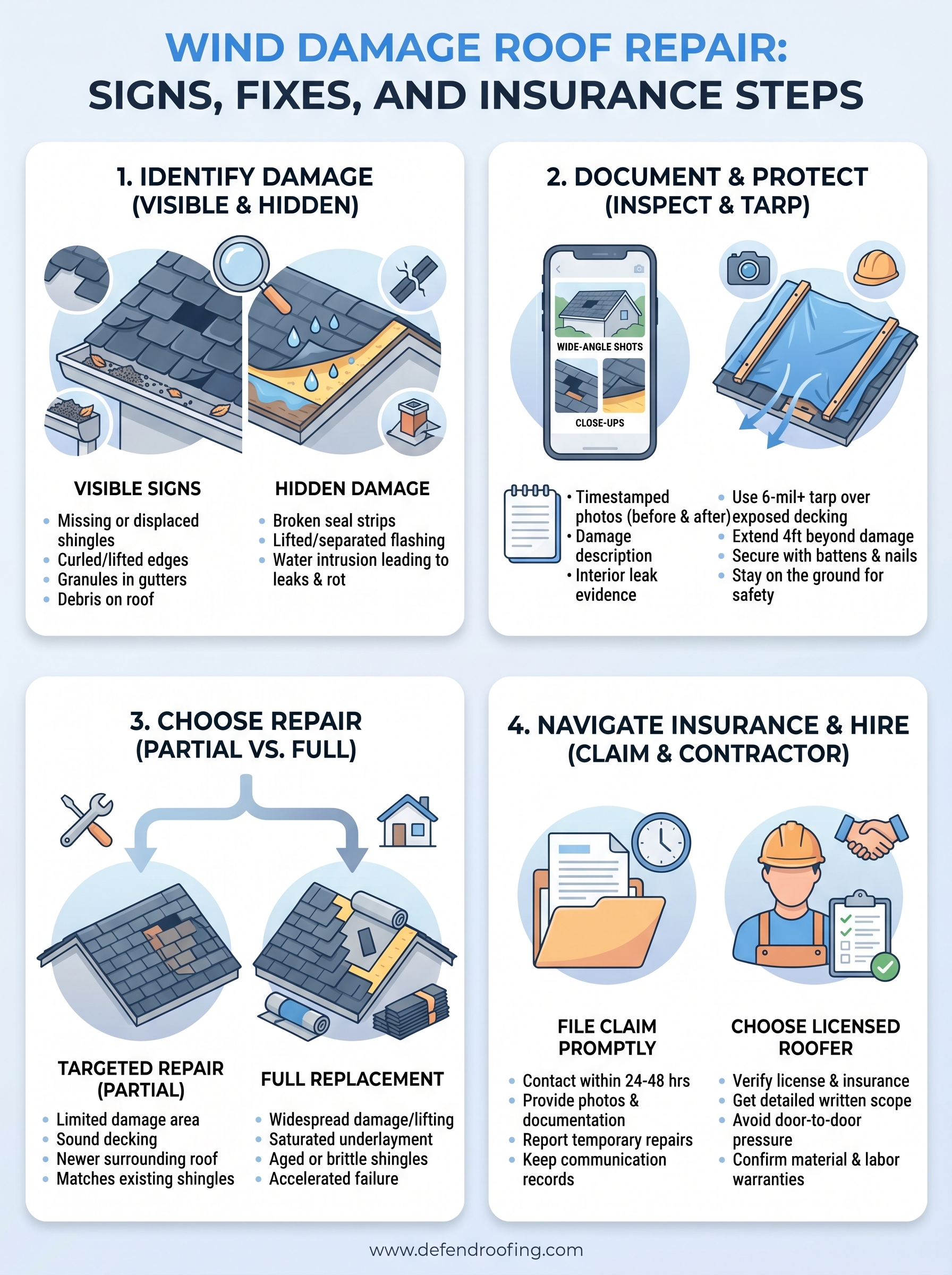 wind damage roof repair infographic