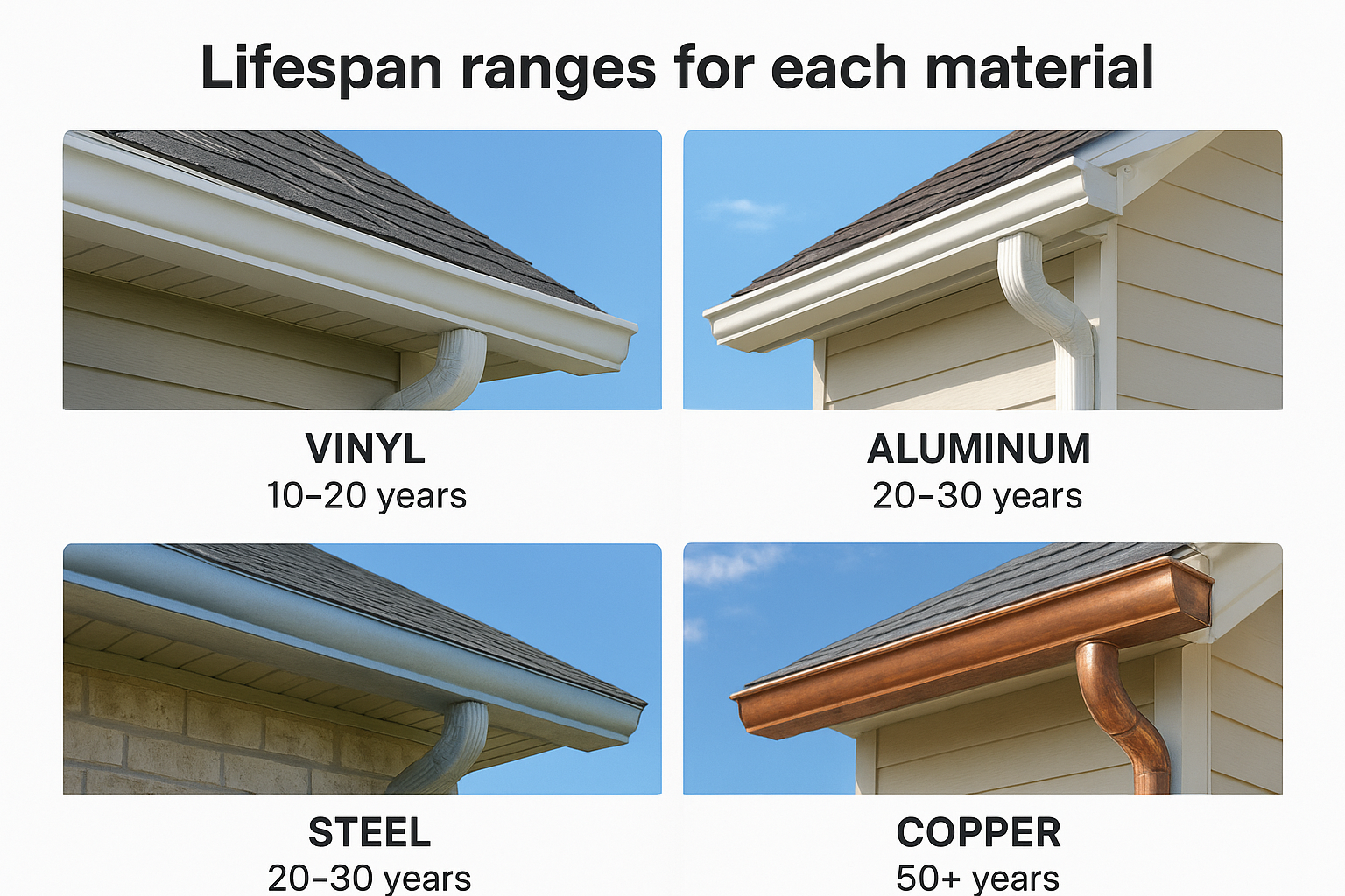 Lifespan ranges for each material