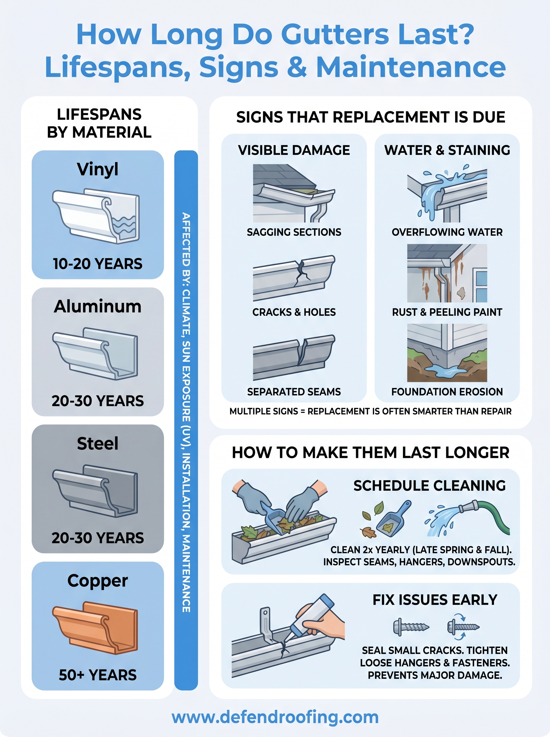 how long do gutters last infographic