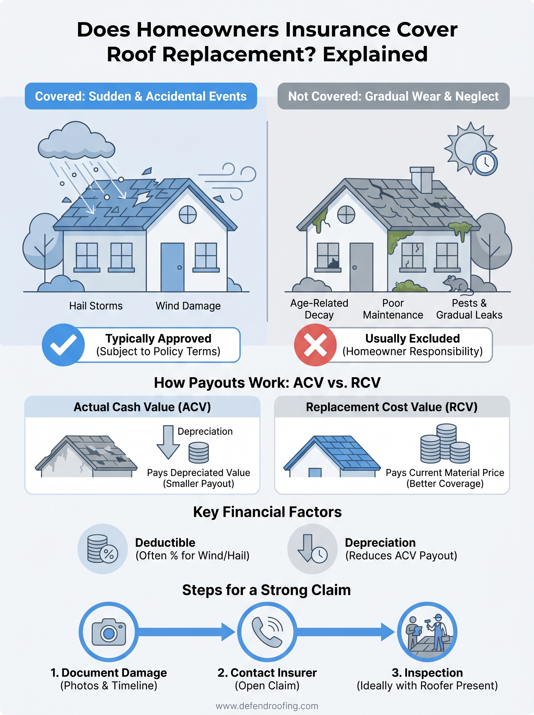 does homeowners insurance cover roof replacement infographic