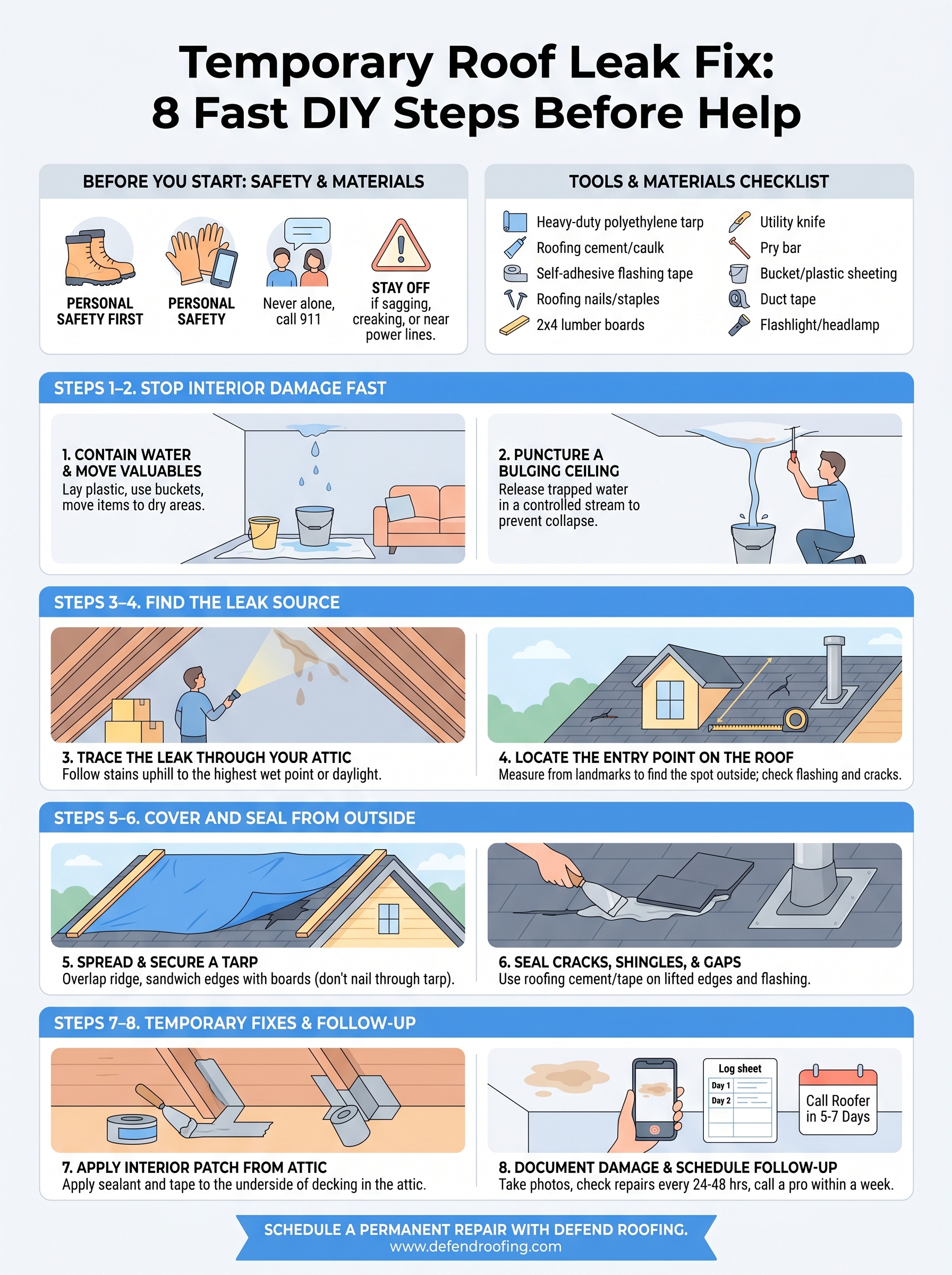 temporary roof leak fix infographic