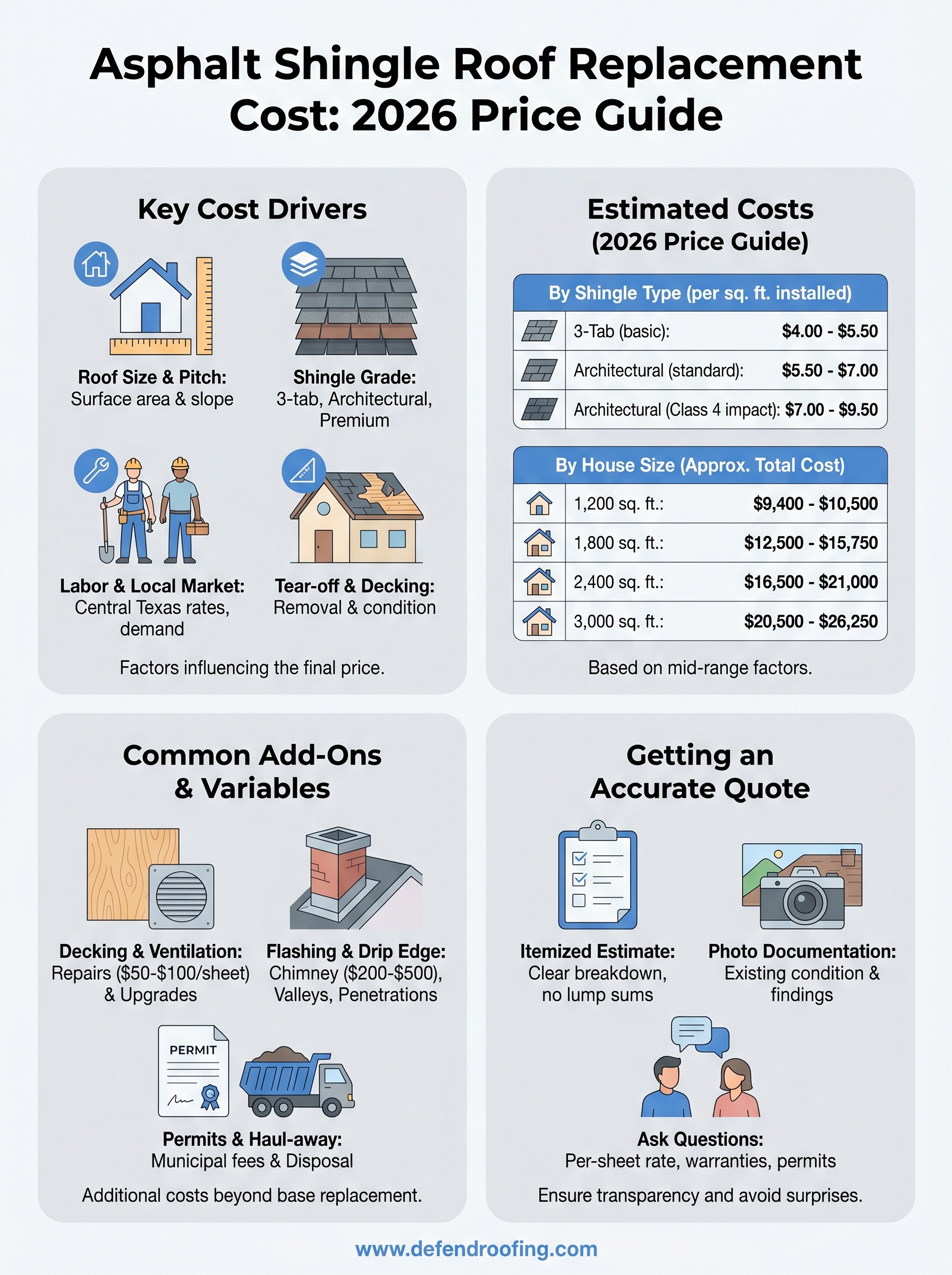 asphalt shingle roof replacement cost infographic
