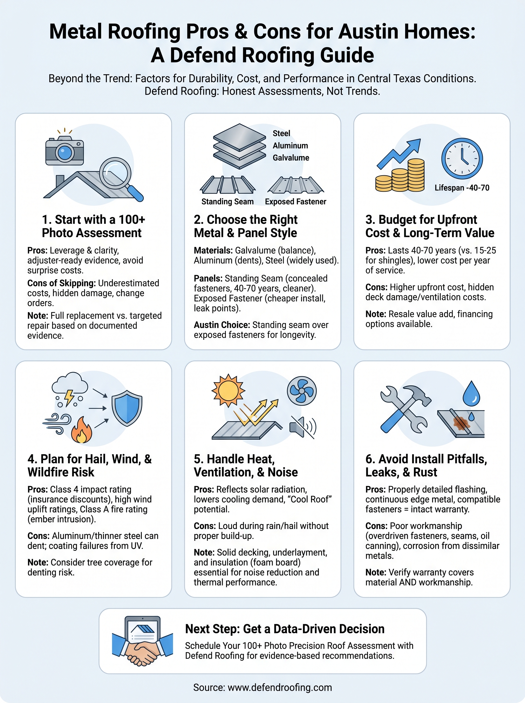 metal roofing pros and cons infographic