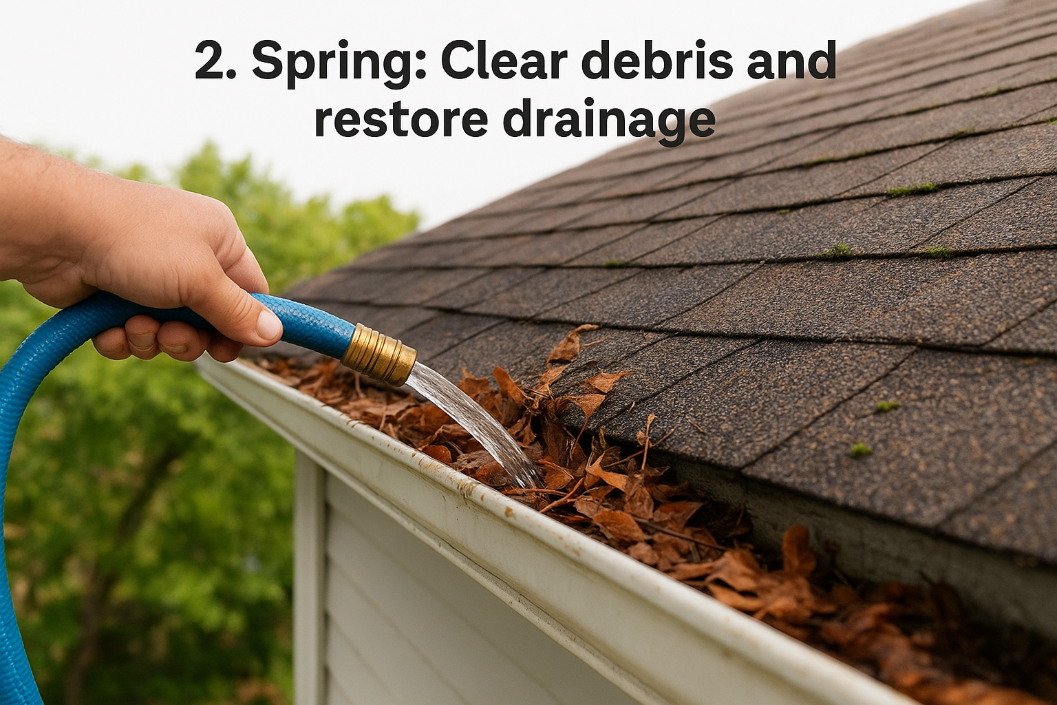 2. Spring: Clear debris and restore drainage