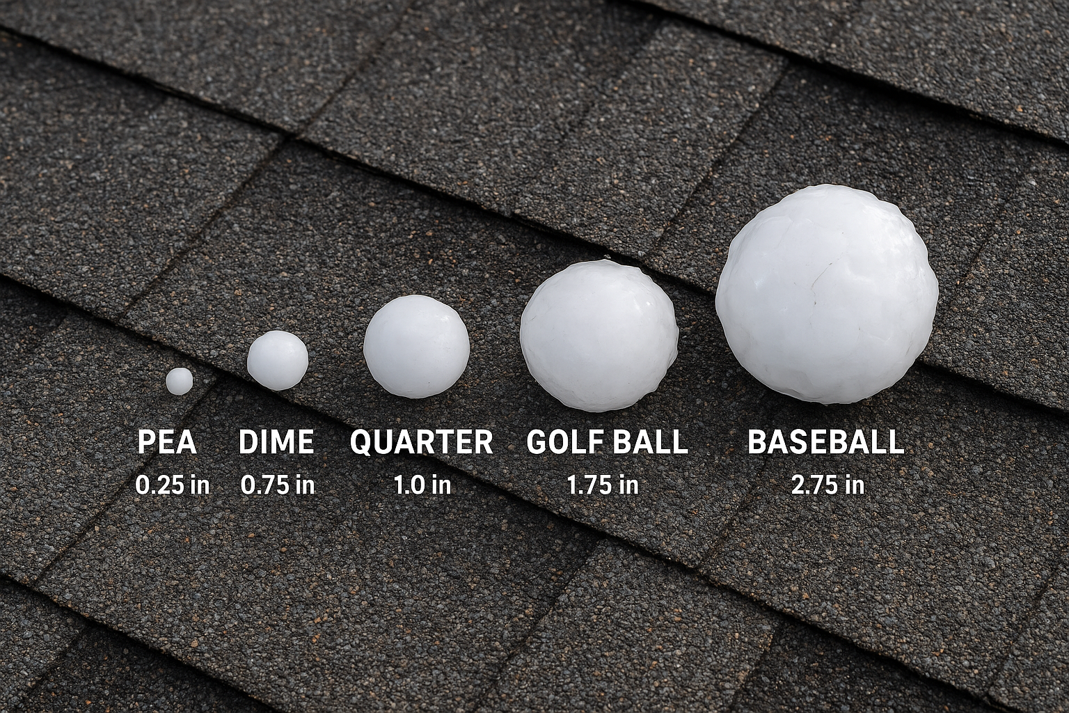 Hail size benchmarks and what they do to shingles